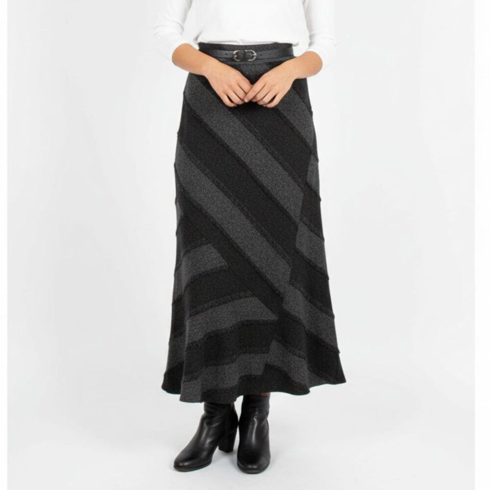 Ilusion Gray Patchwork cottage farmhouse granny core Maxi Skirt 8